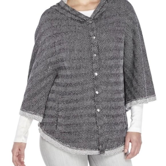 Lucky Brand Hooded Knit Poncho, M/L - Picture 1 of 10